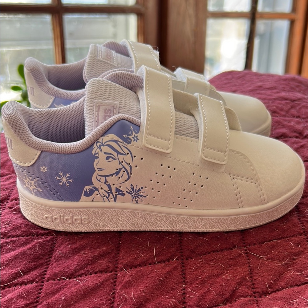 Adidas White and Purple Velcro Sneakers